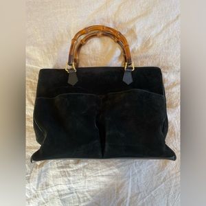 Vintage Gucci Diana - Suede Bamboo Tote